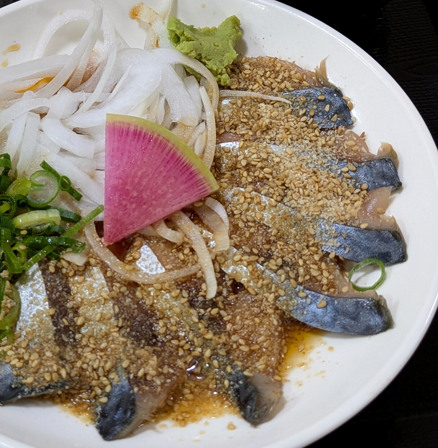 Close-up of sesame mackerel
